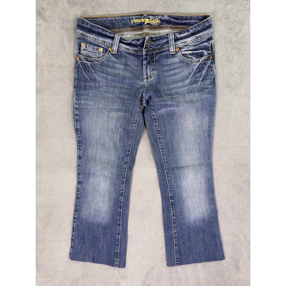 American Eagle Jeans Womens 6 Blue Bootcut Artist Low Rise Flare Med Wash Denim
